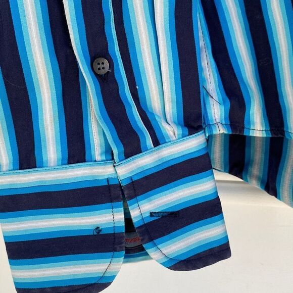 Ted Baker Striped Sateen Finish Flip Cuff Button Down Shirt Size Large - Picture 5 of 11